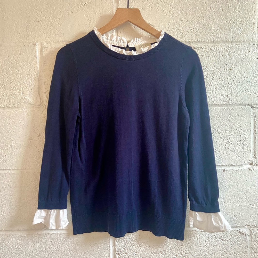 Ruffled Mixed Media Sweater